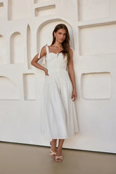 Spring Breeze Midi Dress White