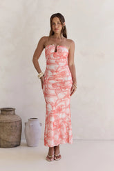Dreaming Of Days Strapless Maxi Dress Orange