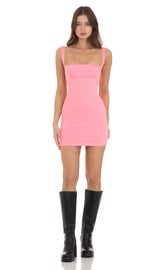Bodycon Dress in Neon Pink