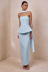 Farron | Powder Blue Bandeau Corset Maxi Dress