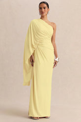 Sabella | Lemon Asymmetric-Neck Maxi Dress