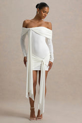 Essie | White Bardot Wrap Mini Dress With Sash Detail