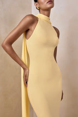 Cordy | Lemon High-Neck Maxi Dress With Cape
