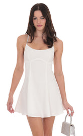 Rhinestone Fit and Flare Dress in White
