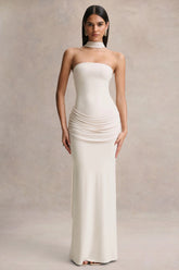 Graciella | Stone Bandeau Maxi Dress With Draped Detailing And Scarf