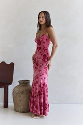 Bed Of Flowers Mesh Maxi Dress Pink