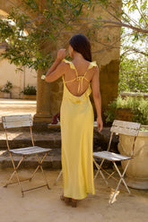 Belinda Satin Maxi Dress Yellow