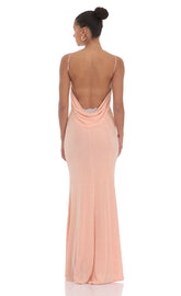 Lace Open Back Maxi Dress in Pink