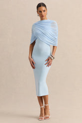 Mirana | Powder Blue High-Neck Midi-Dress