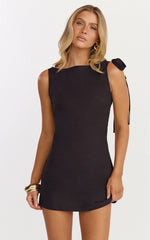 Isla Mini Dress - Sleeveless Bow Back Mini Dress in Dark Chocolate