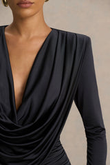 Ciela | Black Extreme Plunge-Neck Mini Dress