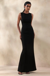 Astrelle | Black High-Neck Maxi Dress