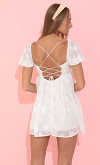 Chiffon Puff Sleeve Dress in White