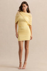 Merisse | Lemon Bandeau Mini-Dress With Ruched-Detailing