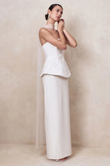 Naira | White Satin Bandeau Corset Maxi Dress
