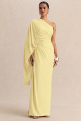 Sabella | Lemon Asymmetric-Neck Maxi Dress
