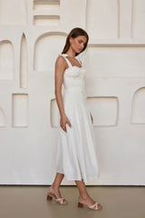 Spring Breeze Midi Dress White