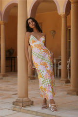 Retro Bloom Maxi Dress Green