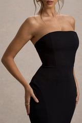 Impress Me | Black Strapless Bandeau Fishtail Maxi Dress