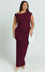 Genie Maxi Dress - Off The Shoulder Dress in Wine