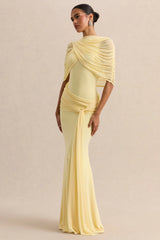 Mirene | Lemon Round-Neck Maxi-Dress With Gathered-Detailing And Sash