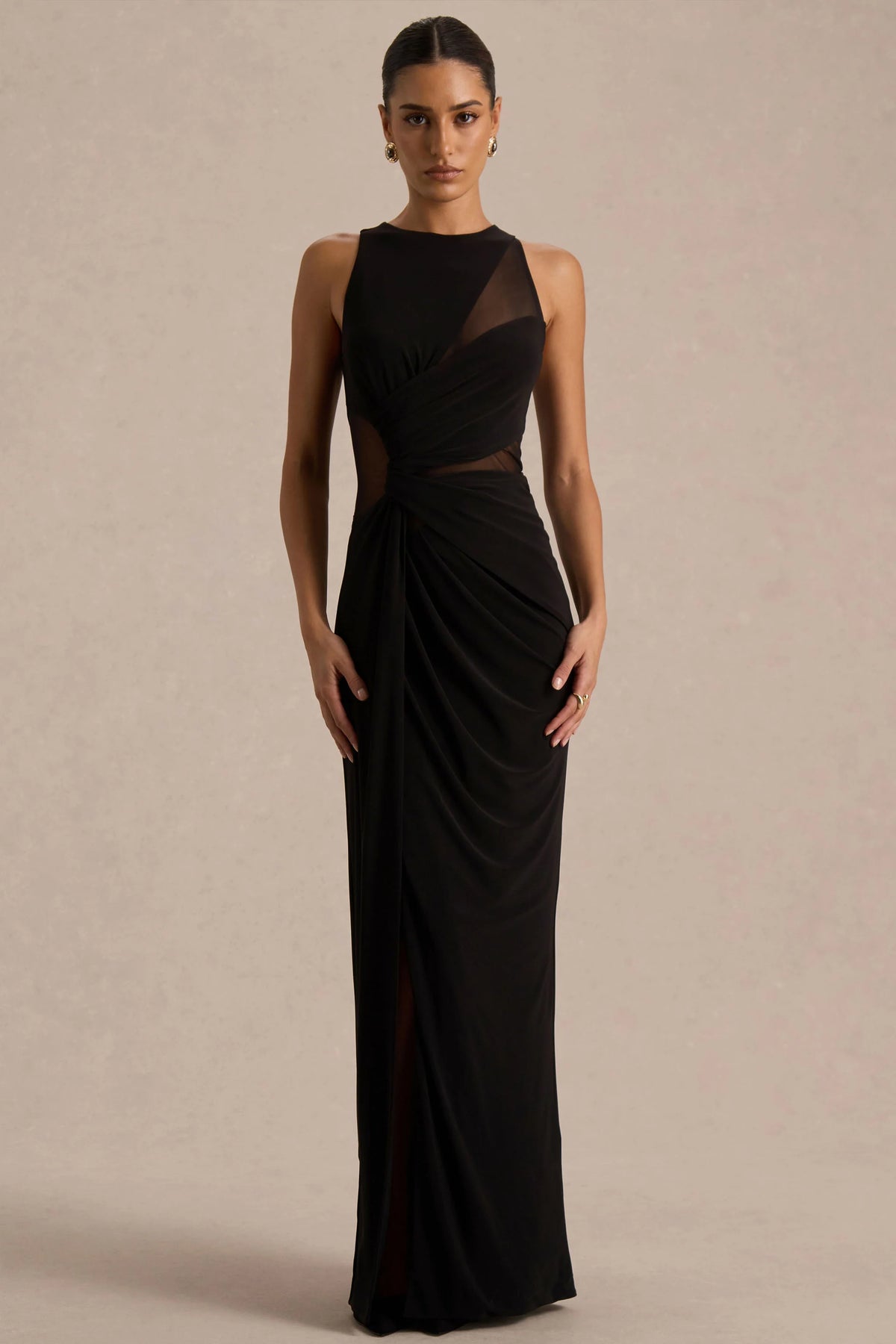 Opaline | Black Crew-Neck Maxi Dress