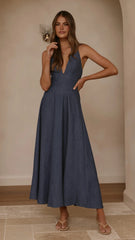 Skye Maxi Dress - Steel Blue