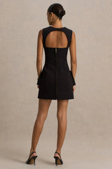 Mollie | Black Square-Neck Tailored Micro Mini Dress