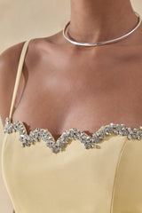 Story | Lemon Scalloped Sweetheart-Neck Maxi Dress With Embellished-Detailing