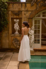 Lacey 100% Linen Maxi Dress White