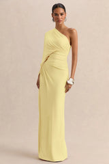 Sabella | Lemon Asymmetric-Neck Maxi Dress